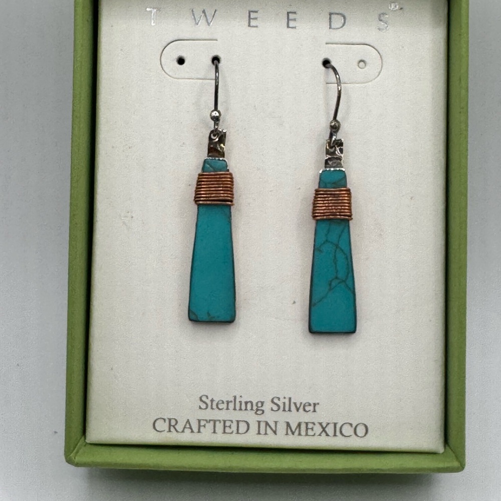 Tweeds Turquoise and Copper Sterling Silver Earrings